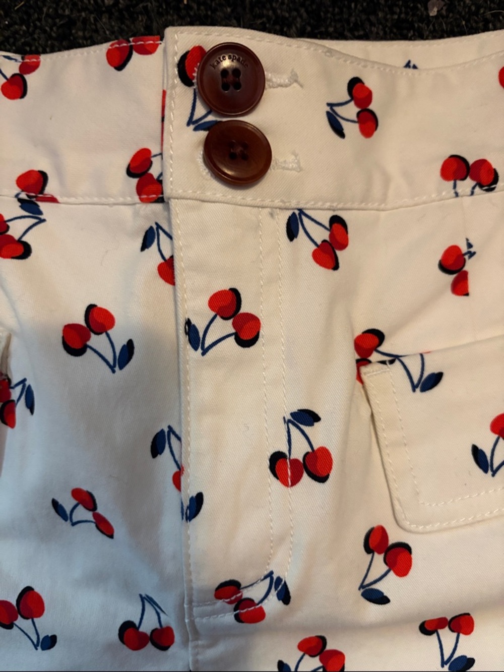 Kate spade Women’s Cream Cherry Print Shorts - Picture 3 of 7